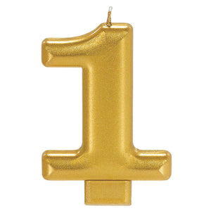 Gold Numeral "1" Candle