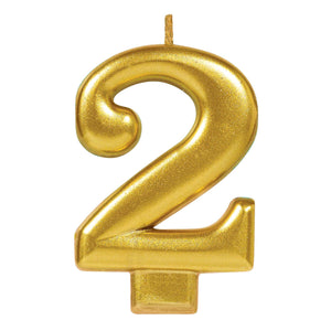 Gold Numeral "2" Candle