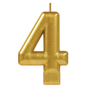 Gold Numeral "4" Candle