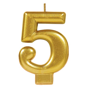 Gold Numeral "5" Candle