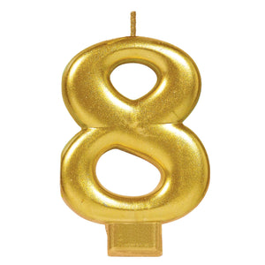 Gold Numeral "8" Candle