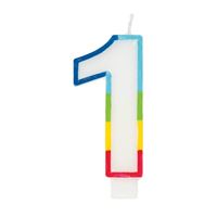 Rainbow Numeral "1" Candle