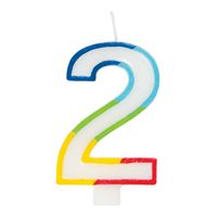 Rainbow Numeral "2" Candle