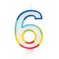 Rainbow Numeral "6" Candle