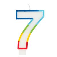 Rainbow Numeral "7" Candle