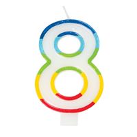 Rainbow Numeral "8" Candle