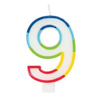 Rainbow Numeral "9" Candle